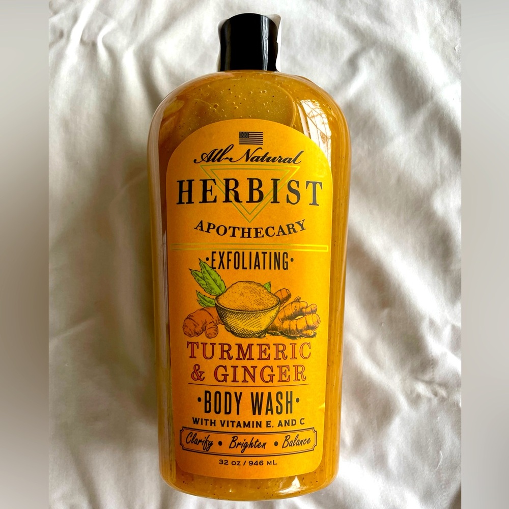 HERBIST APOTHECARY EXFOLIATING TURMERIC & GINGER BODY WASH 32 OZ W/VITAMIN E & C